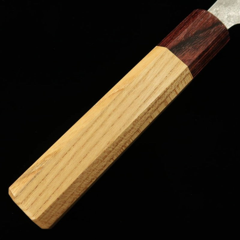 Santoku MIURA Inox 440C acabamento Damasco cabo octogonal em madeira keyaki (165mm)