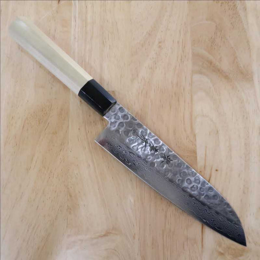 Sakai Takayuki 45 couches Damas Santoku manche hexagonal demi-rond (180 mm)