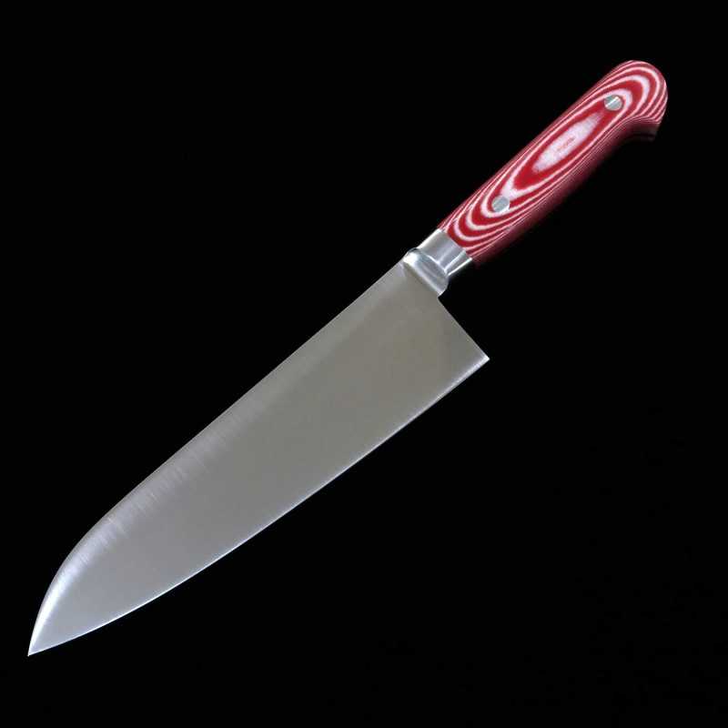 Santoku SUISIN INOX PREMIUM com cabo de micarta vermelho/branco (180 mm)