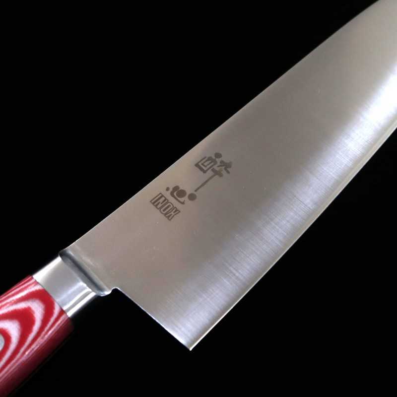 Santoku SUISIN INOX PREMIUM com cabo de micarta vermelho/branco (180 mm)