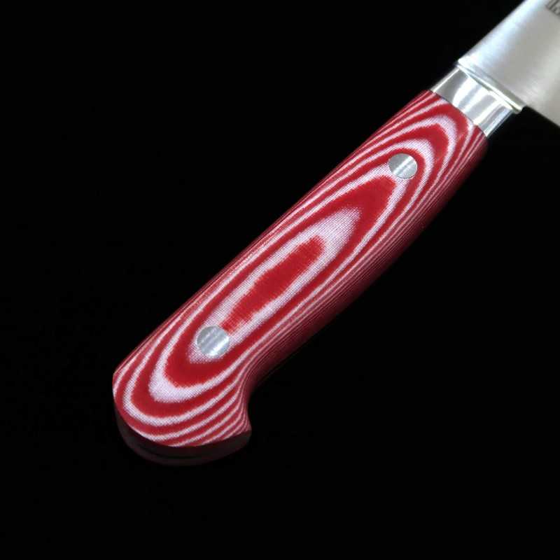 Santoku SUISIN INOX PREMIUM com cabo de micarta vermelho/branco (180 mm)