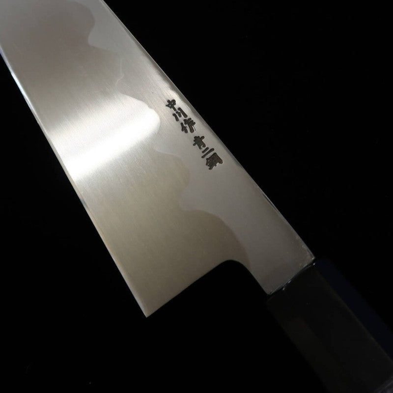 MiuraObidama Gyuto à un seul tranchant, acier bleu n°2, manche ébène avec bague argentée (240 mm)