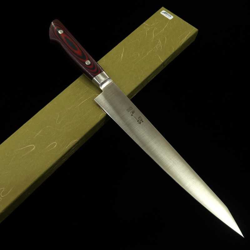 Sujihiki INOX PREMIUM SUISIN com cabo em Micarta Vermelho/Preto (240/270mm)