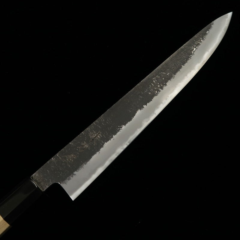 Ajikataya Sujihiki Hinoura Shirogami No. 2 Black Finish Nashiji Magnolia Handle (240/270mm)