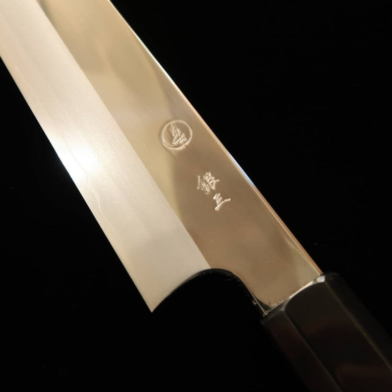 Tadokoro Hamono TADOKORO HAMONO Makoto, finition miroir, acier Gin-san n°3, Sujihiki, manche en ébène avec virole argentée (270mm)