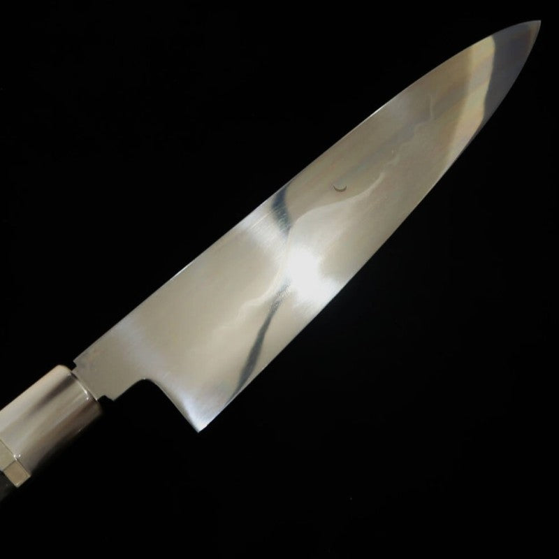 Gyuto SUISIN Fuji mizu Honyaki Ikeda Miwa Shirogami 1 acabamento espelhado Bainha de laca polida Bolsa Nishiki Caixa Paulownia (270mm)