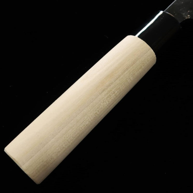 Nakiri MIURA (cuchillo para mochi, ancho), shirogami nº2, acabado negro, mango de magnolia con protector de madera (185 mm)