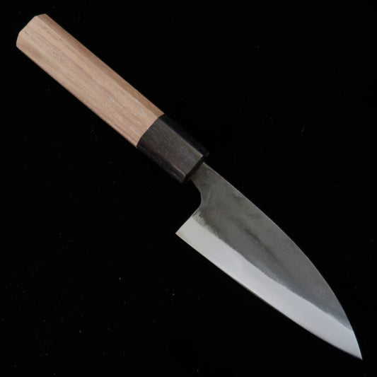 三浦 MIURA 幅広ペティ 青紙二号 黒打ち 胡桃柄 (105mm)