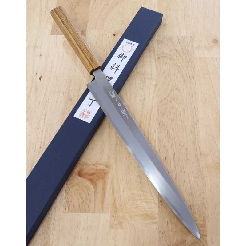 MIURA KNIVES, Yanagiba supérieur, Shirogami n°2, manche octogonal en chêne laqué (210-300mm)