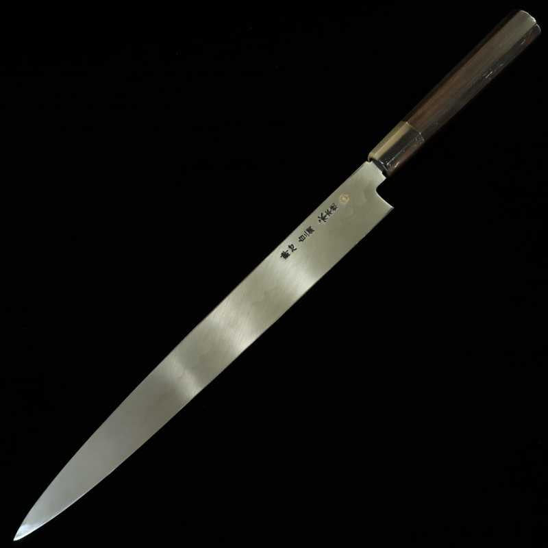 Yanagiba Mizu Honyaki SUISIN Shirogami No. 2, acabamento espelhado forjado por Ikeda (330mm)