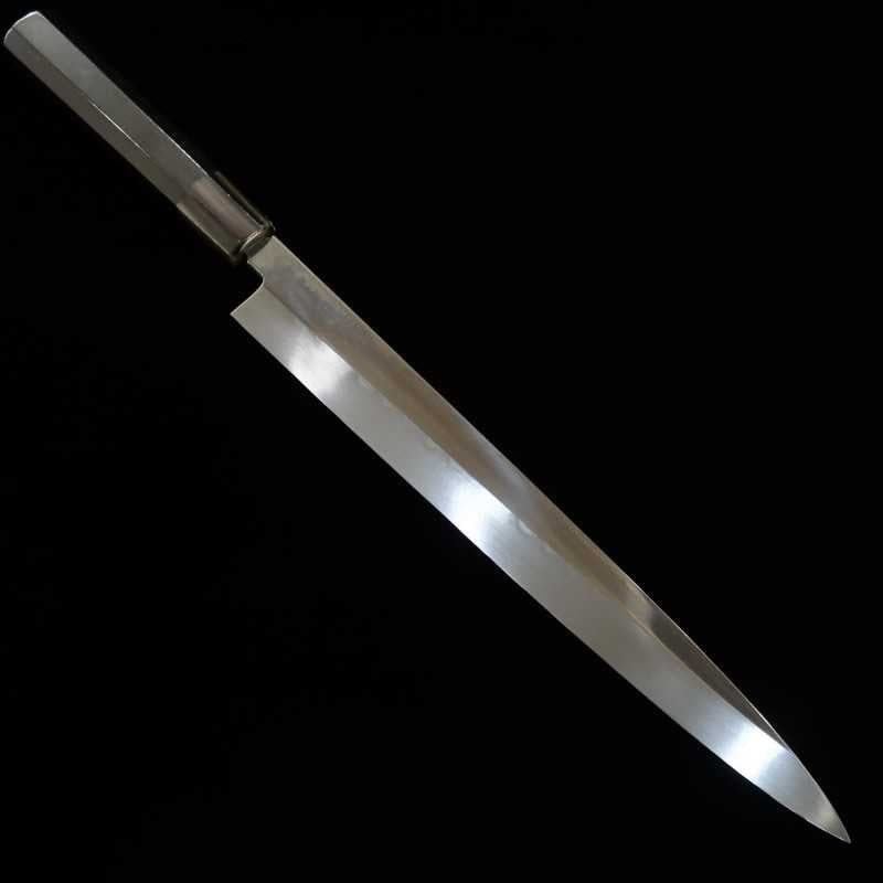 Suishin SUISIN por Miwa Ikeda, Hakushi nº2, forja Mizumoto, Yanagiba espelhado, cabo octogonal de ébano (300mm)