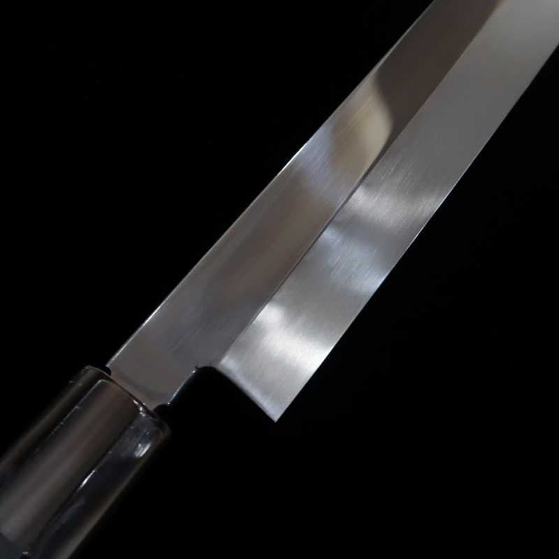 Suishin SUISIN por Miwa Ikeda, Hakushi nº2, forja Mizumoto, Yanagiba espelhado, cabo octogonal de ébano (300mm)
