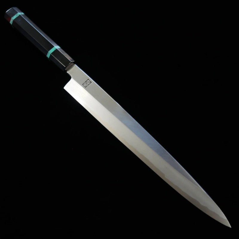 Faca Yanagiba Sakai Kikumori Aogami No. 1 Forjada por Nakagawa Satoshi (270/300mm)