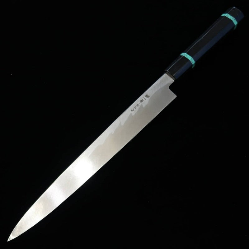 Faca Yanagiba Sakai Kikumori Aogami No. 1 Forjada por Nakagawa Satoshi (270/300mm)