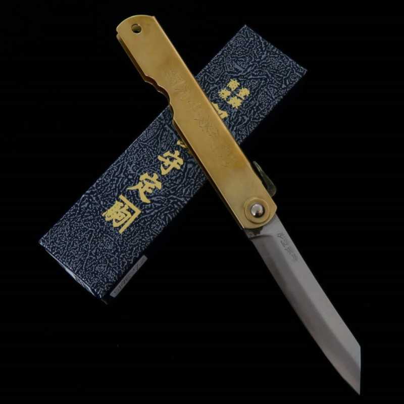 Nagaokanekoma HIGONOKAMI Aogami laminado mango de latón Seiryu (72/90 mm)