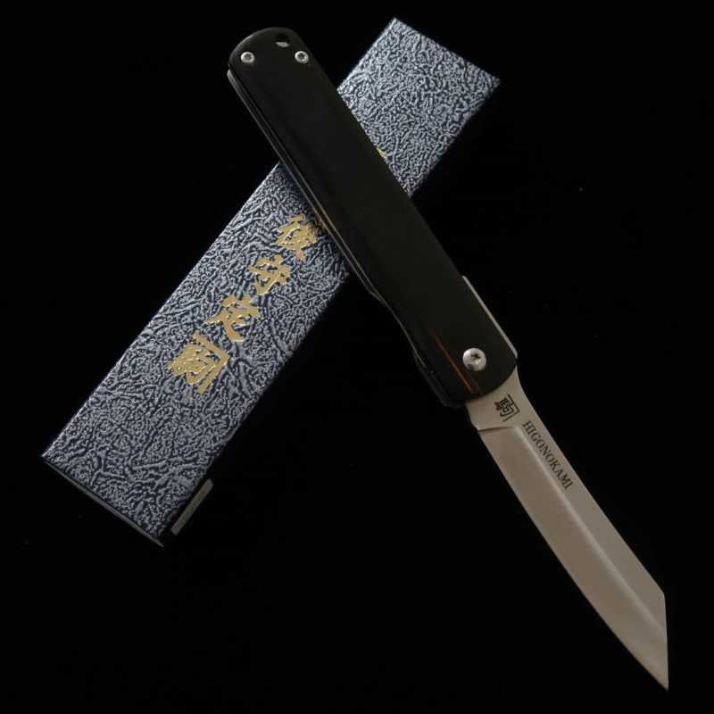 永尾かね駒製作所 HIGONOKAMI 肥後守 ライナーロックVG10割込 黒柄 (70mm)