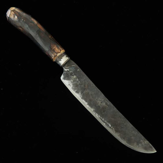 Taller de forja Kaniman - Shima-hō (doble filo delgado) Hoja blanca nº2 Mango de madera negra quemada (200 mm)