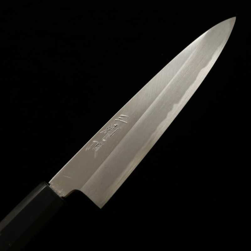 Petty MIURA Itadaki Top Sakai Yoshikazu White Steel Shinogi Finish Ebony Octagonal Handle (150mm)