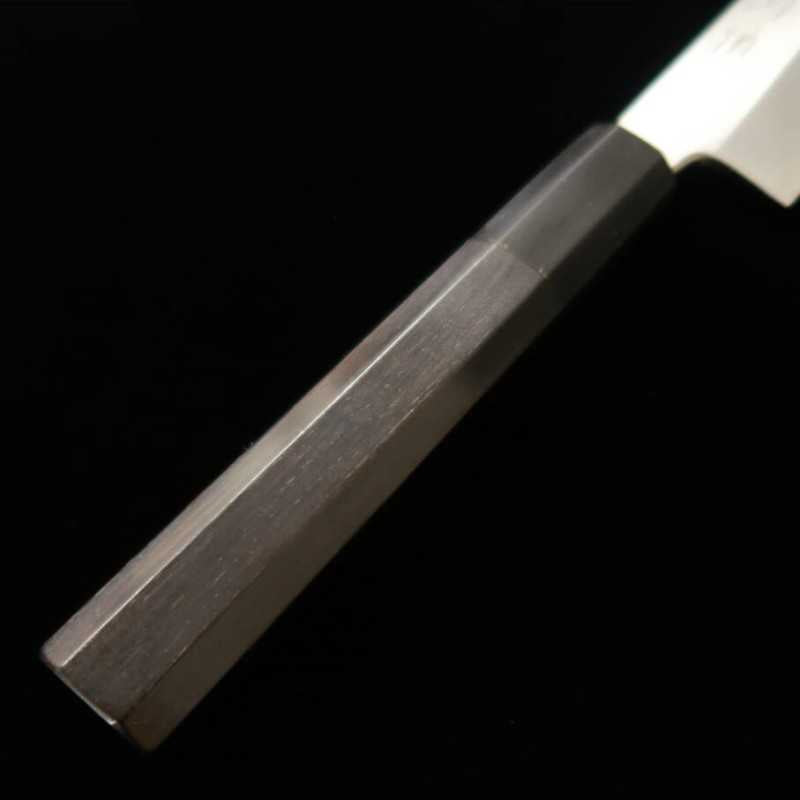 Petty MIURA Itadaki Top Sakai Yoshikazu White Steel Shinogi Finish Ebony Octagonal Handle (150mm)