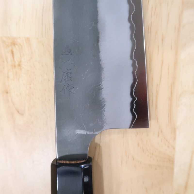 二唐刃物鍛造所 NIGARA 青紙スーパー黒打 切付菜切 チーク八角柄 (170mm)