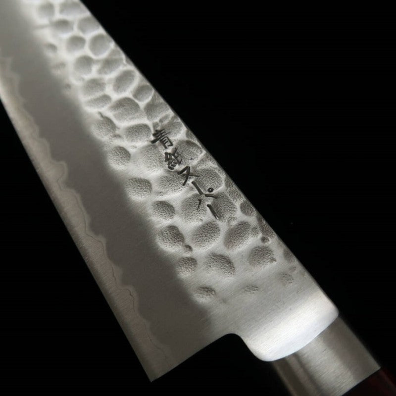 MIURA Petty Super Blue steel Hammered Red Plywood (135mm)