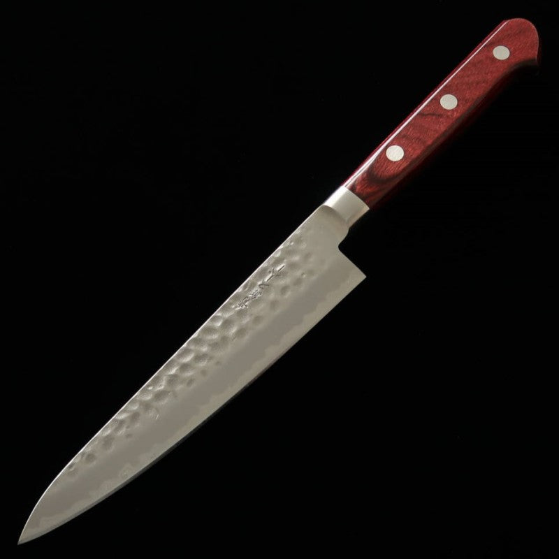 MIURA Petty Super Blue steel Hammered Red Plywood (135mm)