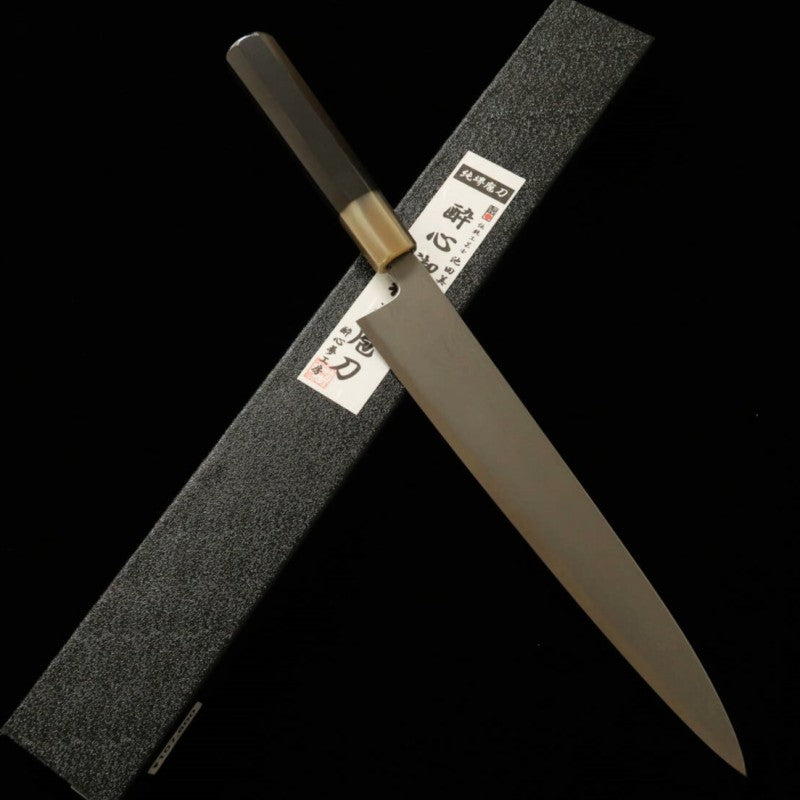 Sujihiki SUISIN Ikeda Miwa Aogami No.2 Suminagashi Mango de ébano octogonal (270 mm)