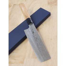 Japanese nakiri knife - YUTA KATAYAMA - VG-10 - nickel damascus series - Size:17cm