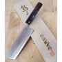 Japanese nakiri Knife - TAKESHI SAJI - Blue Steel No.2 Damascus - Colored - Size: 16,5cm