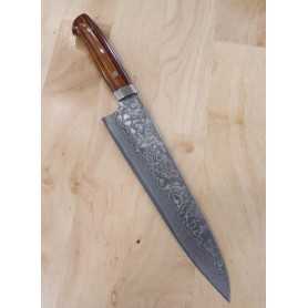 Japanese Chef Gyuto Knife - TAKESHI SAJI - Stainless Damascus R2 Steel black finish - Ironwood Handle - Size: 18/21/24cm