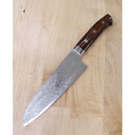 Yoshihiro VG-10 16 Layer Hammered Damascus Stainless Steel Santoku Chefs  Knife (7'' (180mm))