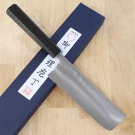 Japanese nakiri Knife - MIURA - Aogami Super series - Super Blue steel - Oak Handle - Size: 16,5cm