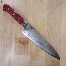 Japanese chef Knife gyuto - TAKESHI SAJI - Stainless Damascus R2 Steel diamond finish - Red turquoise Handle - Size: 21cm