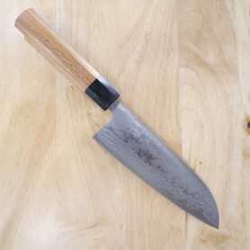 Japanese Santoku Knife - MIURA - Carbon blue 2 - Ginryu damascus - Size: 16,5cm