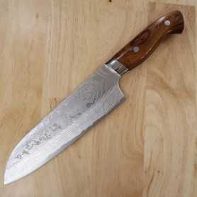 Japanese Santoku Knife - YUTA KATAYAMA - SG2 - nickel damascus series - Ironwood handle - Size:18cm