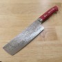 Japanese knife nakiri TAKESHI SAJI - Damascus R2 diamond finish -red turquoise - Size:18cm