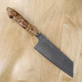 Japanese nakiri kiritsuke knife - NIGARA - Anmon SG2 damascus -custom handle- Size: 18cm