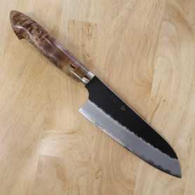 Japanese santoku knife - NIGARA - SG2 stainless steel - Kurouchi Tsutime - Maplewood custom handle - Size:18cm