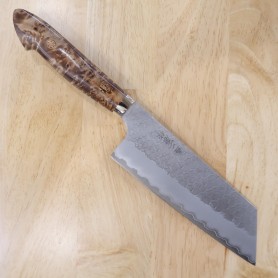 Japanese kiritsuke nakiri knife - NIGARA - Migaki Tsuchime - SG2 Maple custom handle - Size: 18cm
