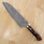 Japanese Santoku Knife - TAKESHI SAJI - Stainless Damascus R2 Steel black finish - Ironwood Handle - Size: 18cm