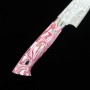 Japanese knife petty - TAKESHI SAJI - Damascus R2 diamond finish - red and white turquoise - Size:13.5/15cm