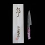 Japanese knife petty - TAKESHI SAJI - Damascus R2 diamond finish - red and white turquoise - Size:13.5/15cm