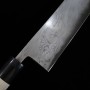 Japanese tsubaki knife - MIYAZAKI KAJIYA - Hryugata - Damascus - Hon warikomi carbon super blue steel - Size:21cm