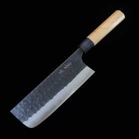 Japanese nakiri Knife - MASAKAGE- Blue Super - Kurouchi - Koishi Series - Size:16.5cm