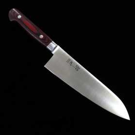 Japanese Santoku Knife - SUISIN - Sweden Inox - Premium Wine Black Micarta - Size: 18cm