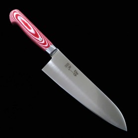 Japanese Santoku Knife - SUISIN - Sweden Inox - Premium Red Micarta - Size: 18cm