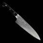 Japanese chef Knife gyuto - TAKESHI SAJI - Damascus R2 Steel diamond finish - Black micarta Handle - Size: 21cm