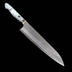Japanese knife - chef gyuto NIGARA - Migaki Tsuchime - Custom handle - SG2 - Size: 24cm