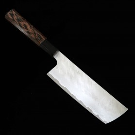 Japanese Nakiri Knife - NIGARA - Stainless VG10 - Tsuchime Damascus - wenge handle - Size:16.5cm