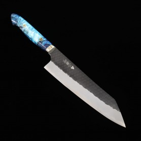 Japanese knife kiritsuke gyuto - NIGARA - Kurouchi Tsuchime - Custom handle - SG2 - Size: 21cm